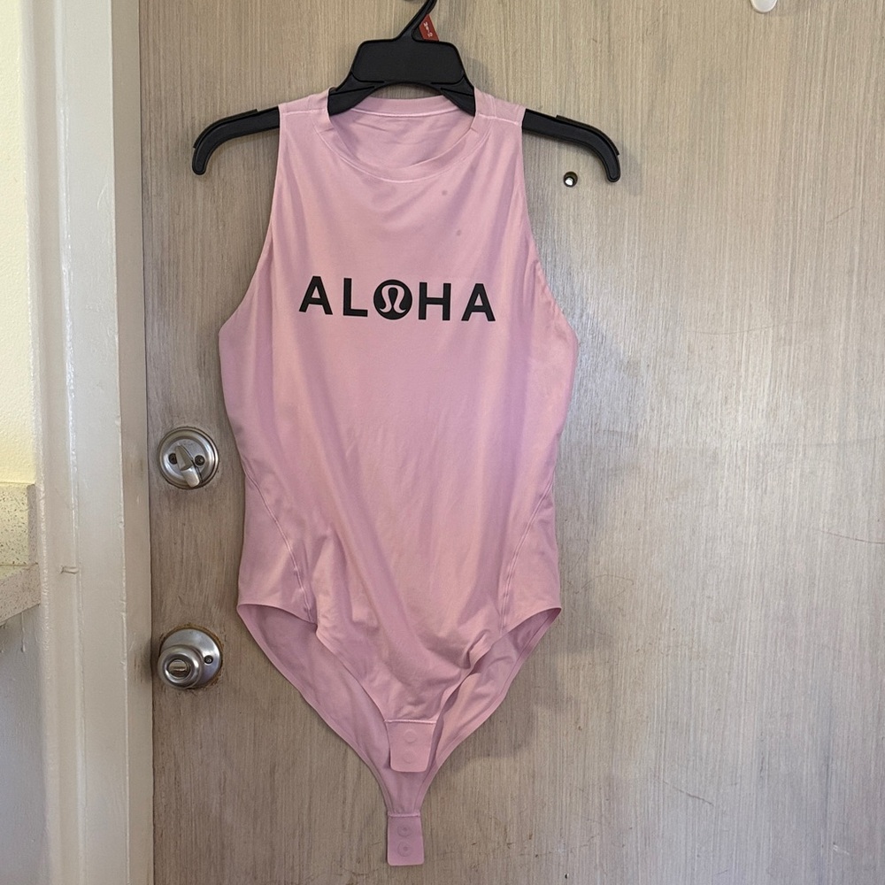 lululemon baby Pink ALOHA Bodysuit RARE